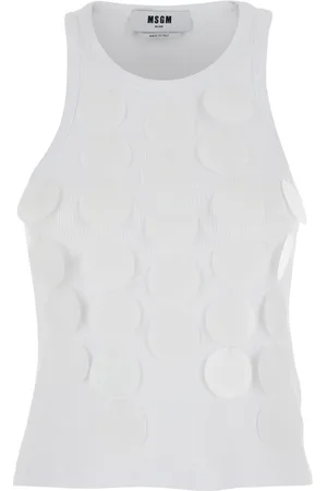 Msgm Top, Dame, Hvid, S, Bomuld, Hvid Bomuld Top med Cirkel Detaljer