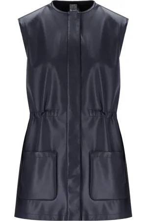 Max Mara Jakke, Dame, Blå, XS, Læder, Blå Læder Effekt Tolone Gilet Vest