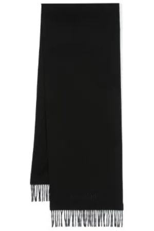 Saint Laurent Tilbehør, Dame, Sort, ONE SIZE, Uld, Broderet Logo Sort Tørklæde