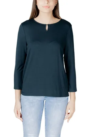 Street one Top, Dame, Blå, M, Uld, Grøn Viskose Langærmet T-shirt