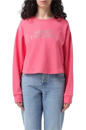 Armani Exchange Strik, Dame, Lyserød, L, Bomuld, Sweatshirt med Rhinestone-detaljer