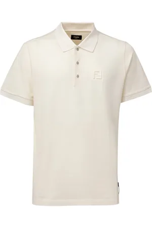 Fendi Top, Herre, , L, Bomuld, Præget Logo Pique Polo Skjorte