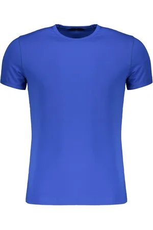MOORER Top, Herre, Blå, XL, Uld, Stilfuld Crew-neck T-shirt med Synlige Sømme