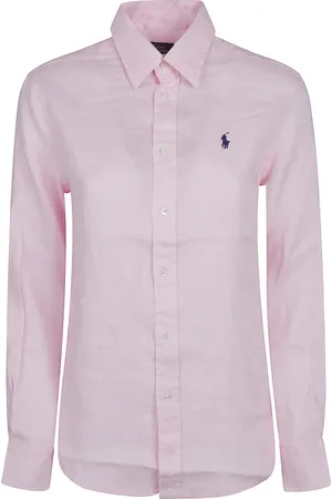 Ralph Lauren Bluser & Skjorter, Dame, Lyserød, L, Knap Front Skjorte