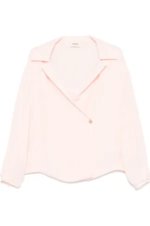 Khaite Bluser & Skjorter, Dame, Lyserød, XS, Lyserød dobbeltradet bluse med lange ærmer