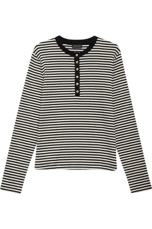 ANINE BING Top, Dame, Sort, S, Bomuld, Langærmet knappet top Alessia