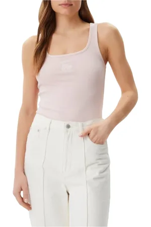 Guess Top, Dame, Lyserød, L, Bomuld, Slim Rib Broderet Tank Top