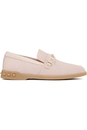 VALENTINO Sko, Dame, Lyserød, 41 EU, Rosa Ruskind Loafers med Rockstud Detaljer
