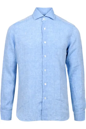 BARBA Skjorte, Herre, Blå, 3XL, Linned, Lysblå Linnedskjorte Langærmet