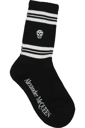 Alexander McQueen Undertøj, Herre, Sort, L, Bomuld, Skull Logo Crew Socks