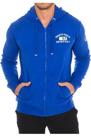North Sails Sweathshirts & Hoodies, Herre, Blå, 2XL, Bomuld, Hættetrøje med lynlås og ribkant