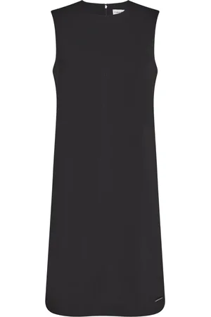 Calvin Klein Kjole, Dame, Sort, M, Polyester, Knæl lang kjole