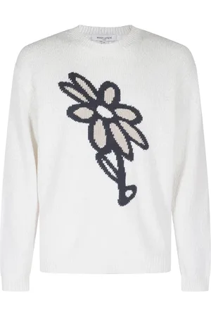 Maison Kitsuné Strik, Herre, Hvid, L, Bomuld, Hvid Daisy Tekstureret Jumper