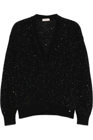 HERNO Strik, Dame, Sort, M, Uld, Sort Strik Cardigan Sweater