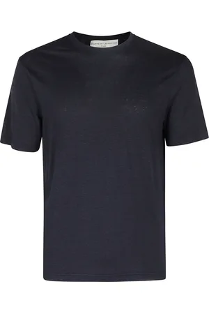 FILIPPO DE LAURENTIIS Top, Herre, Blå, M, Linned, Stræk Linned T-shirt