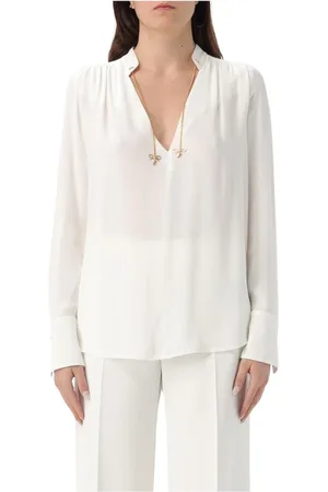 Elisabetta Franchi Bluser & Skjorter, Dame, , 2XL, Gul Silkebluse med Bue Detalje