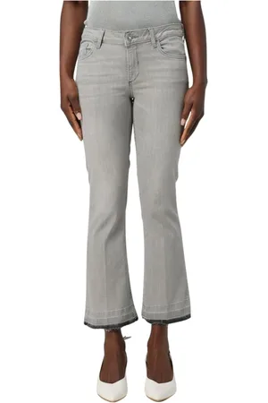 Liu Jo Jeans, Dame, Grå, W28, Klassiske Blå Flare Jeans Med Frynset Kants