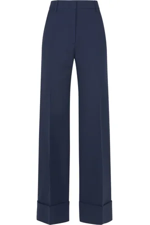 VALENTINO Bukser, Dame, Blå, S, Uld, Blå Crepe Couture Bukser