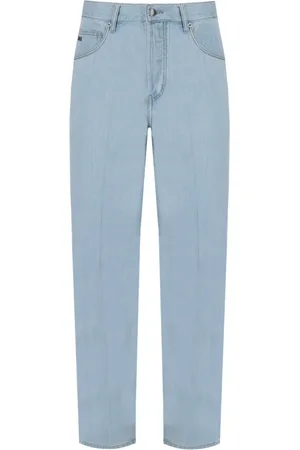 Emporio Armani Jeans, Herre, Blå, W34, Denim, Lys Blå Denim Jeans Ørn Logo