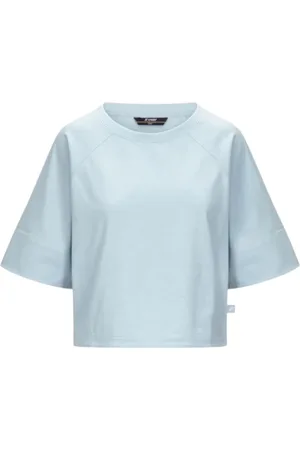 K-Way Top, Dame, Blå, L, Bomuld, Alsindig bådhals kimonoærme t-shirt