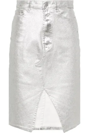 3x1 Nederdel, Dame, Grå, W27, Bomuld, Metallic Coated Mini Nederdel