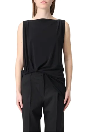 Jacquemus Top, Dame, Sort, XS, Uld, Sort Draperet Jersey Top