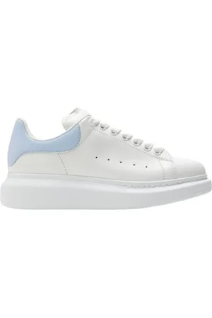 Alexander McQueen Sko, Dame, Hvid, 39 EU, Hvide Oversized Sneakers med Blå Hæl