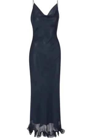 ROTATE Kjole, Dame, Blå, M, Chiffon, Chiffon Ruffle Maxi Kjole
