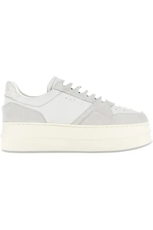 Hogan Sko, Dame, Hvid, 36 1/2 EU, Læder, Skyscraper Sneakers med Glitterdetaljer