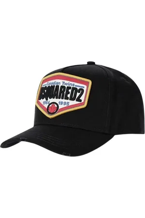 Dsquared2 Tilbehør, Herre, Sort, ONE SIZE, Bomuld, Ødelagt baseballkasket med broderet lap