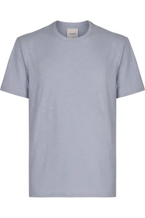 Calvin Klein Top, Herre, Blå, M, Bomuld, Ribbet Krave Bomuld-Linned Bland T-shirt