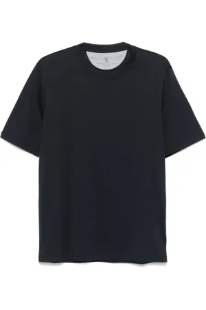 Brunello Cucinelli Top, Herre, Blå, L, Bomuld, Navy Crew-Neck T-Shirt