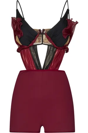 Nensi Dojaka Jumpsuits & Playsuits, Dame, Rød, S, Tyl, Bordeaux Kjoler med 3D Tylblomster