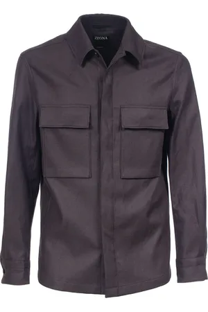 Ermenegildo Zegna Jakke, Herre, Blå, XL, Linned, Linned Overshirt med Membran