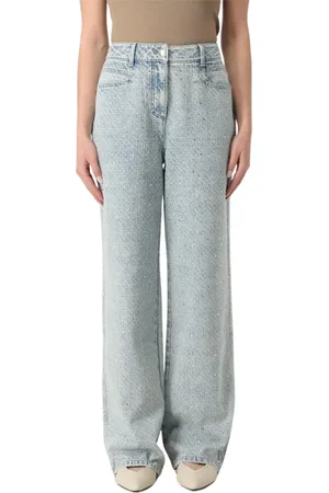 IRO Jeans, Dame, Blå, L, Bred Ben Rhinestone Jeans