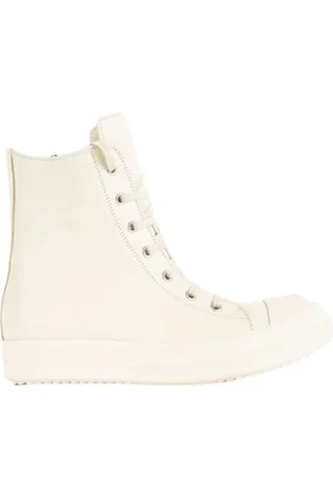 Rick Owens Sko, Dame, Hvid, 37 EU, Uld, Mælketone høje sneakers med hajtandssål