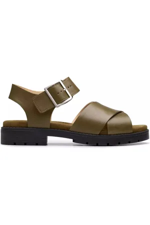 Clarks Sko, Dame, Grøn, 37 1/2 EU, Læder, Grøn Damesandal - Premium Komfort