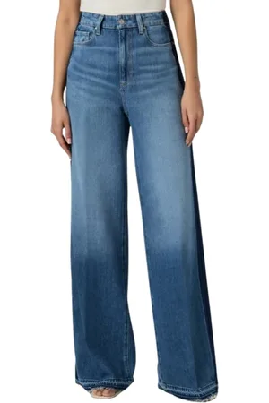 Paige Jeans, Dame, Blå, W29, Bomuld, Bred Ben Jeans med Mørk Trim