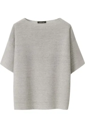 Fabiana Filippi Strik, Dame, Grå, XS, Bomuld, Oversized kortærmet lurex jersey