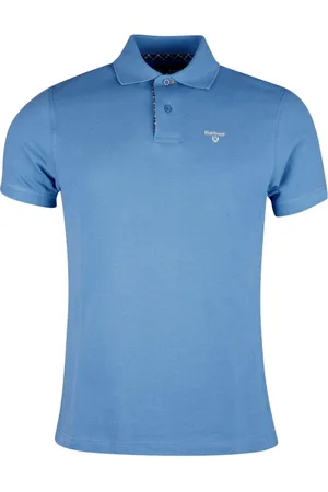 Barbour Top, Herre, Blå, XL, Bomuld, Tartan Pique Polo Shirt Lyseblå