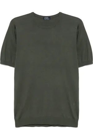 BARBA Top, Herre, Grøn, XL, Luksus Silke T-shirt Lavet i Italien