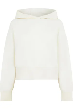 Canada Goose Sweathshirts & Hoodies, Dame, Hvid, M, Uld, Hvid Uld Hoody Jakke Lavet i Italien