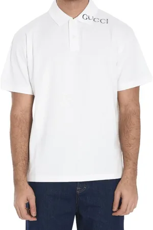 Gucci Top, Herre, Hvid, L, Bomuld, Hvid Logo Print Polo Skjorte