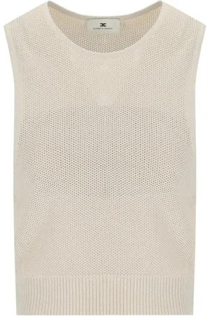 Elisabetta Franchi Strik, Dame, , XS, Lurex Strikket Top med Neteffekt