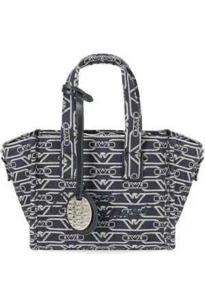 Emporio Armani Taske, Dame, Blå, ONE SIZE, Bomuld, Blå Écru Monogram Mini Taske