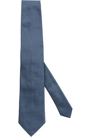 Ermenegildo Zegna Tilbehør, Herre, Blå, ONE SIZE, Silke Blomstret Geometrisk Slips