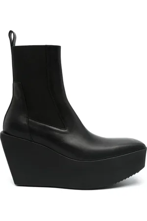 Rick Owens Sko, Dame, Sort, 43 EU, Sort Elastiske Sider Panel Firkantet Tå Sko