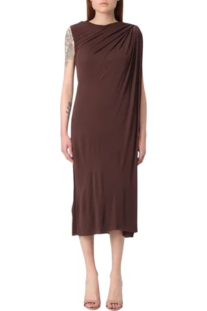 Alexander McQueen Kjole, Dame, Rød, L, Uld, Elegant Bourgogne Kjole Flatterende Silhuet