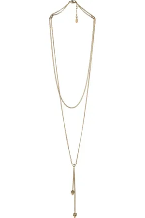 Alexander McQueen Tilbehør, Dame, Gul, ONE SIZE, Uld, Skull Wrap Halskæde Guld Logo