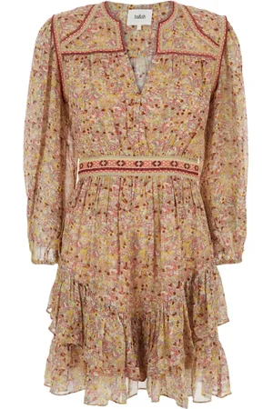 Bash Kjole, Dame, Flerfarvet, S, Multifarvet V-Neck Kjole med Broderier